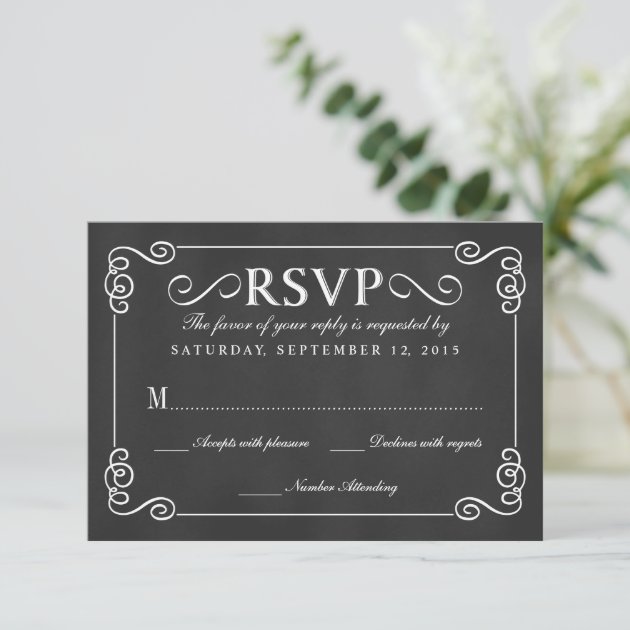 Elegant Rustic Chalkboard Wedding RSVP