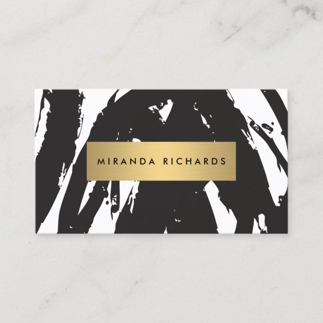 Abstract Black Brushstrokes for Makeup Artist Business Card (front side)