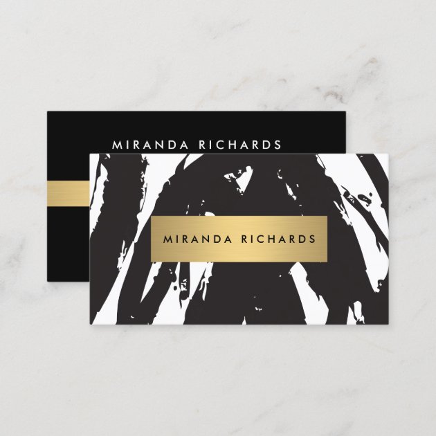 Abstract Black Brushstrokes for Makeup Artist Business Card (back side)