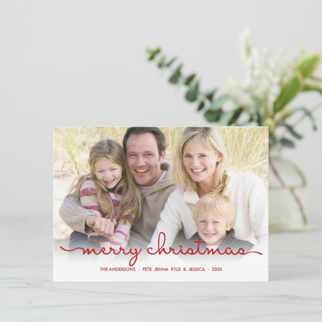 Merry Christmas Modern Hand Script Flat Photo Card
