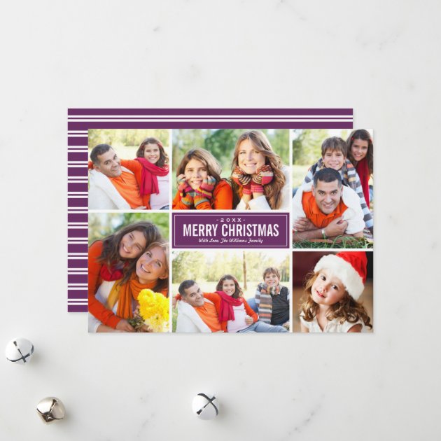 Photo Collage Christmas Cards | Plum Purple