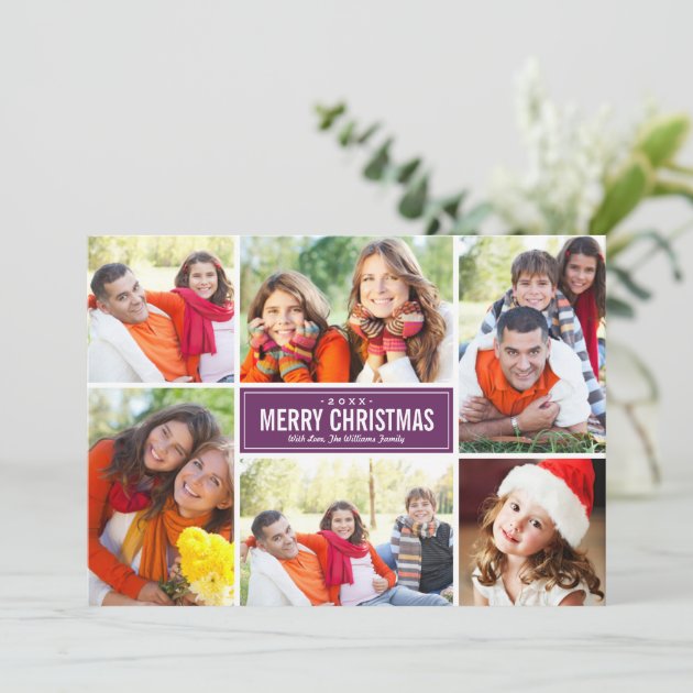 Photo Collage Christmas Cards | Plum Purple