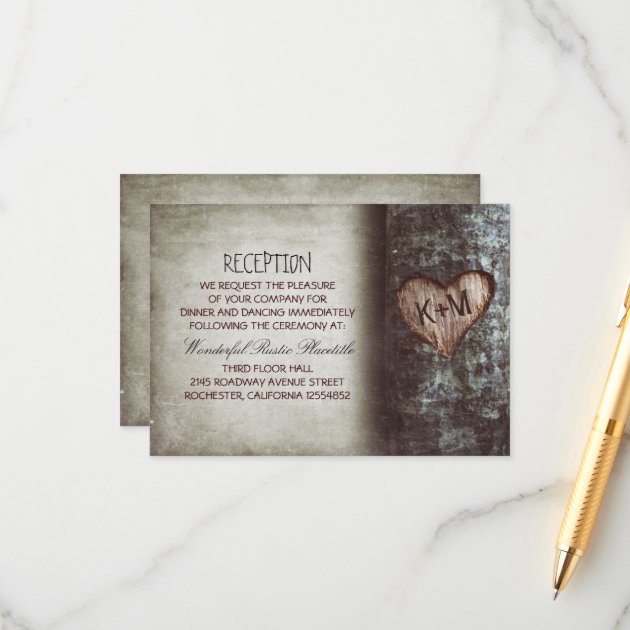 Tree Rustic Wedding Reception & Driving Directions Enclosure Card