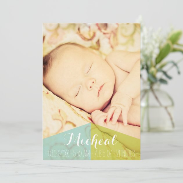 Typography Baby Boy Birth Announcement Photo Card