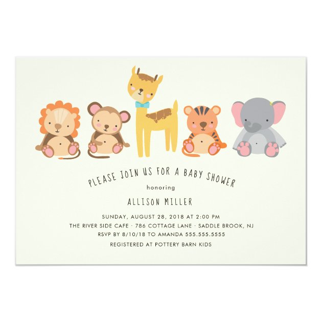 Cute Animals Jungle Baby Shower Invitation