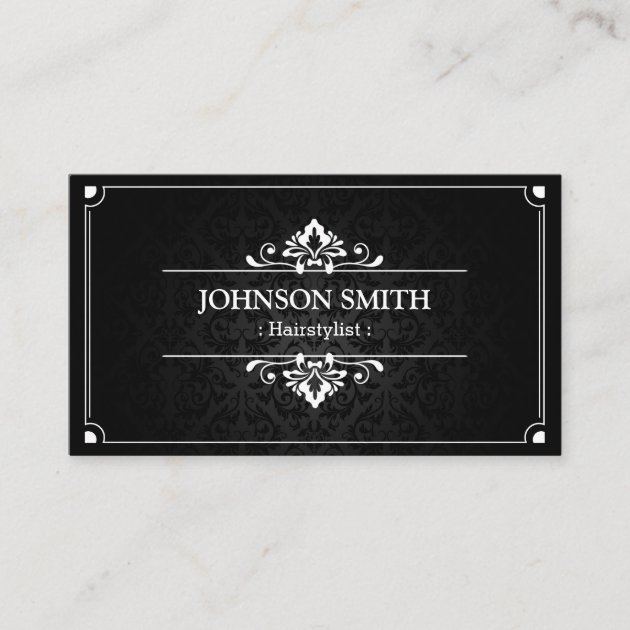 Hairstylist Appointment Card - Shadow of Damask (front side)
