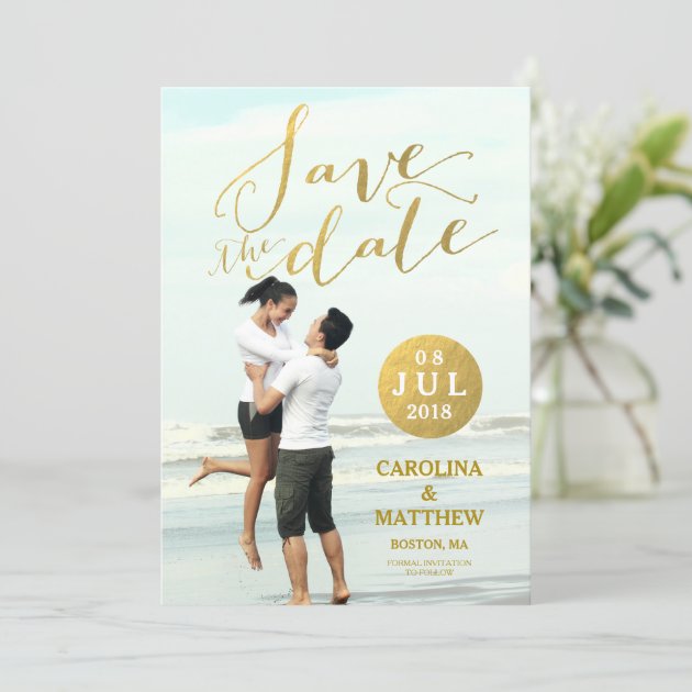 Gold Foil Glamor | Photo Save The Date Card