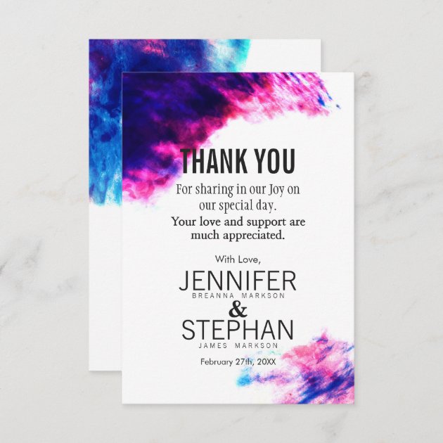 Modern Watercolor Smudges Thank You Cards