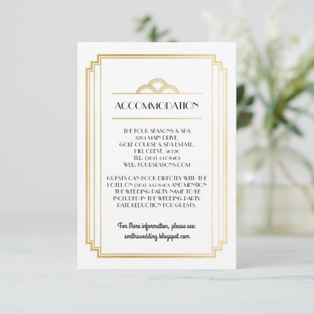 Art Deco Accommodation Wedding Cards Details