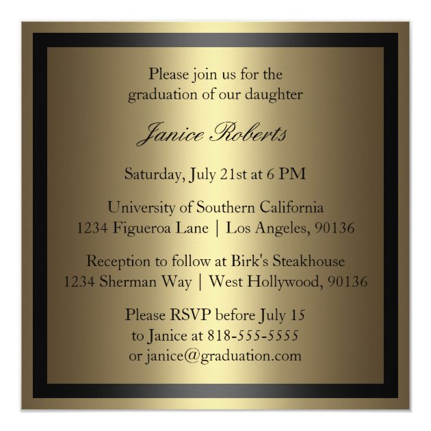 Gold And Black Graduation Invitation