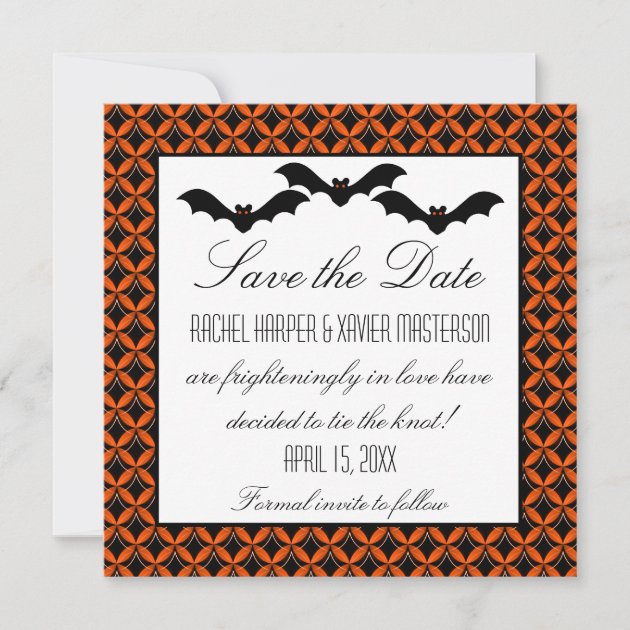 Uptown Glam Bats Halloween Save the Date Invite