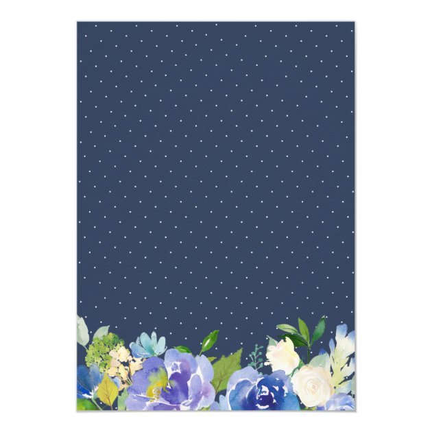 Navy Blue Hydrangea Floral Gorgeous Bridal Shower Invitation