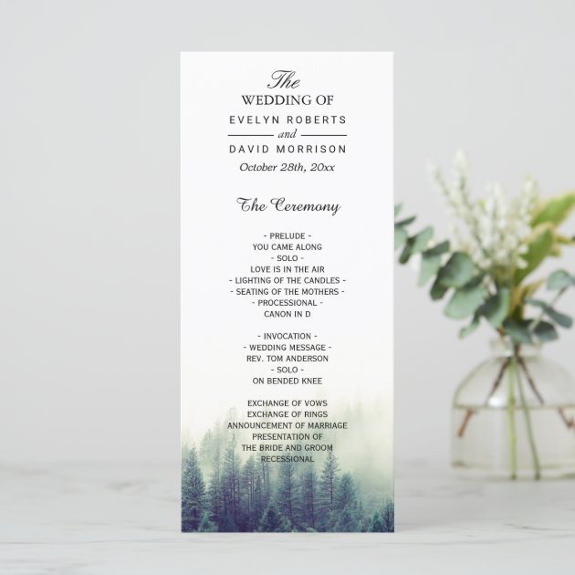 Pine Tree Wedding Program | Nature Forest Theme
