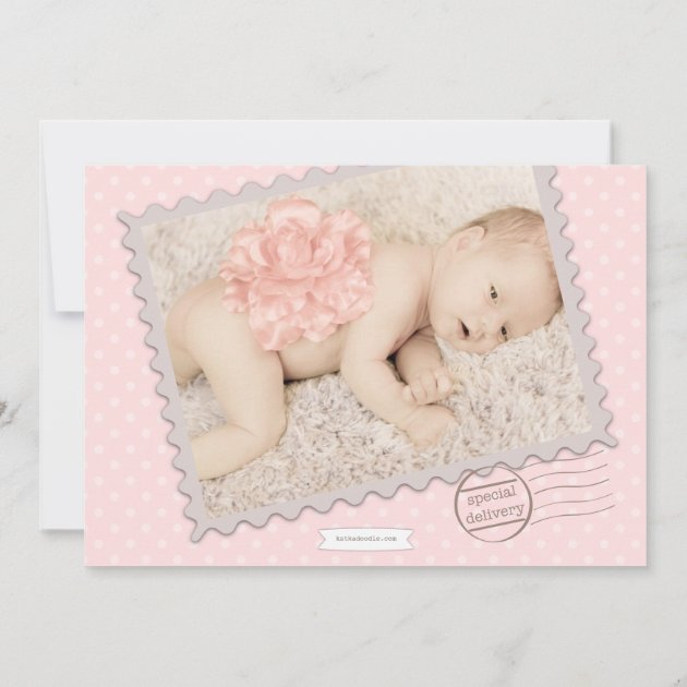 Special Delivery Sweet Baby Girl Photo Birth Announcement