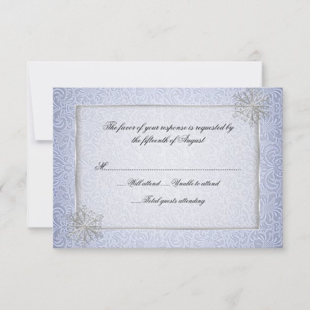 Chic Blue Snowflake Wedding Response Card