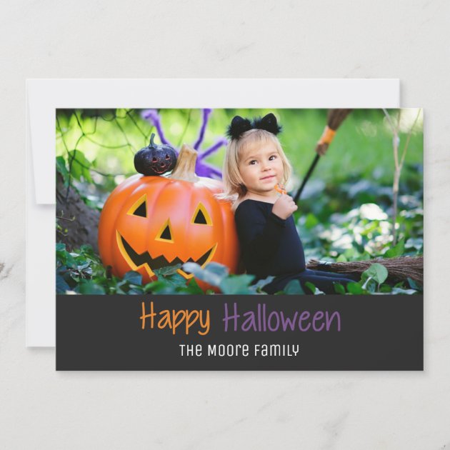 Simple Bats Personalized Halloween Photo Card