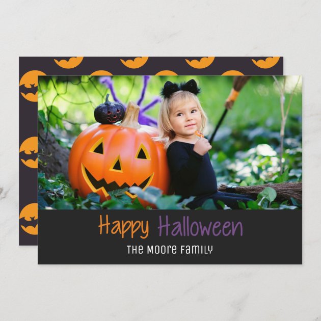 Simple Bats Personalized Halloween Photo Card