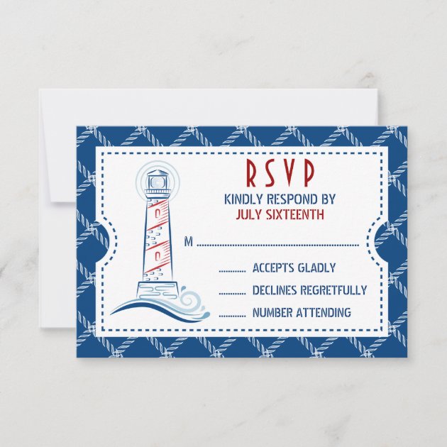 Nautical Wedding Invitation Ticket RSVP