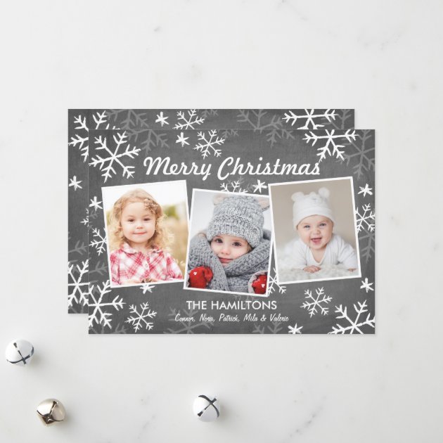 Chalky Snowfall 3 Photo Christmas Holiday Card