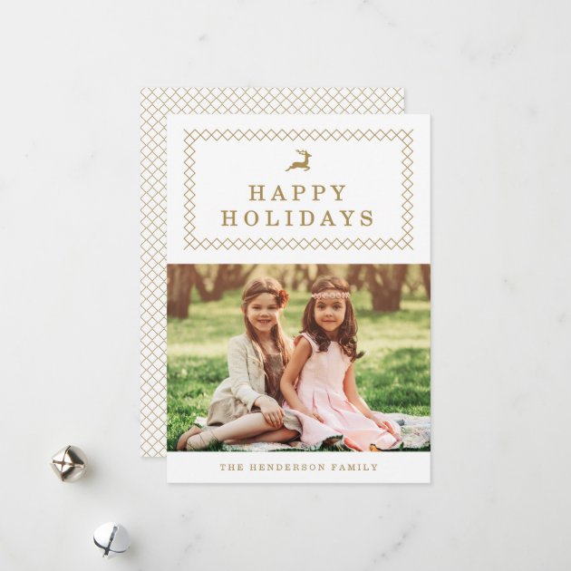 Classic Gold Reindeer Holiday Photo Card