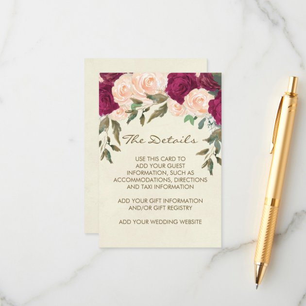 Wedding Details And Information Card Ivory Peach
