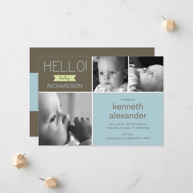 Sweet Greeting Baby Photo Birth Announcement