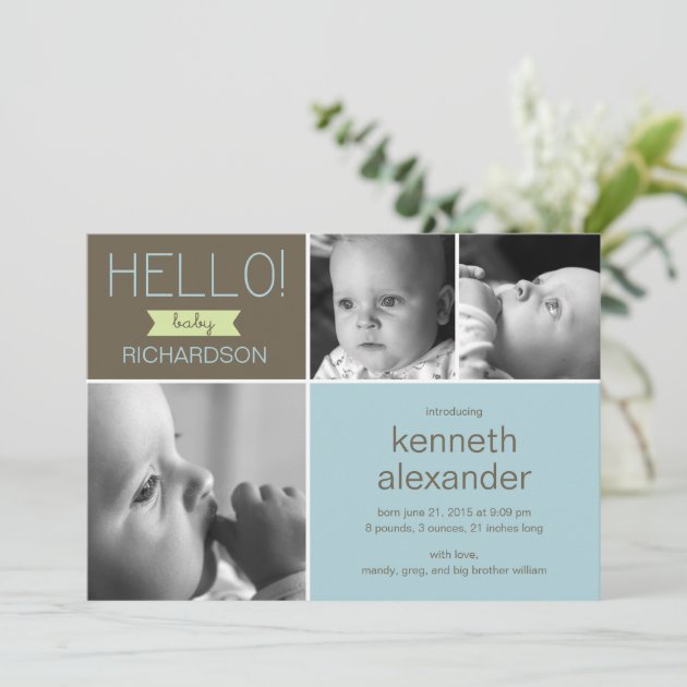 Sweet Greeting Baby Photo Birth Announcement