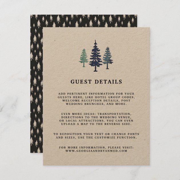 Winter Forest Wedding Guest Details Card