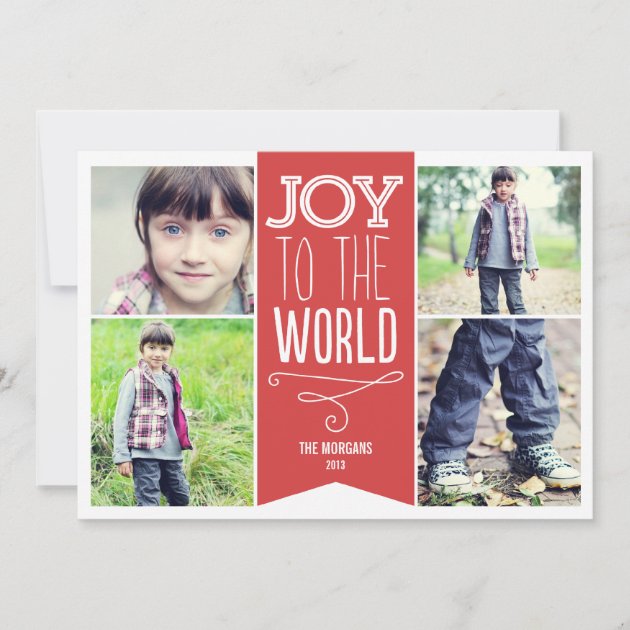 Modern Ribbon Holiday Photo Cards - Red