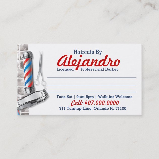 Barber Business Card (Barber pole & shears)