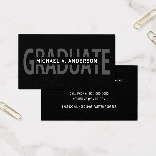 Graduation Name Cards Black-White Bold Lettering
