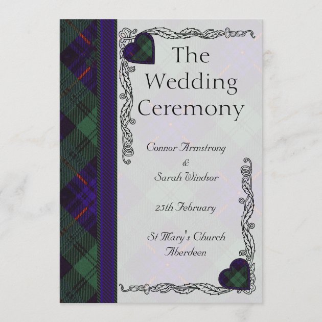 Scottish Tartan Wedding program - Armstrong