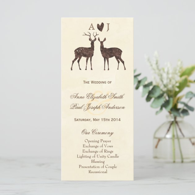 Watercolor Deers Wedding Program
