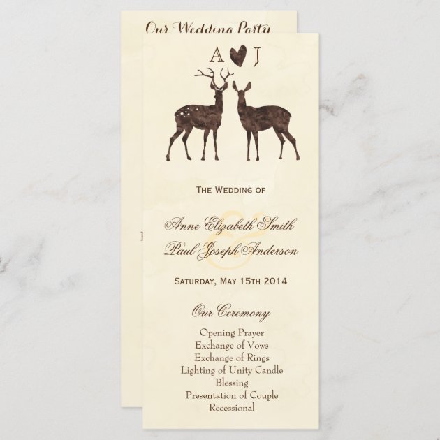 Watercolor Deers Wedding Program