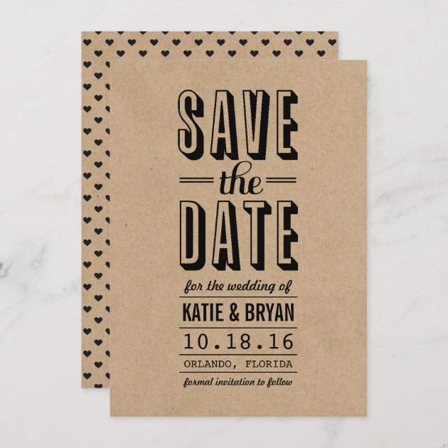 Vintage Rustic Save The Date Card | Kraft Paper