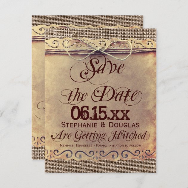 Rustic Country Vintage Save The Date Cards