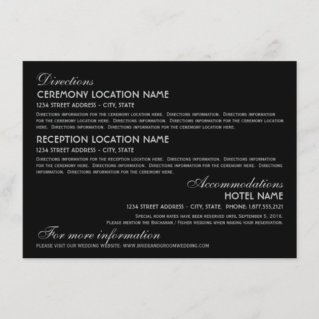 Wedding Information Card | Art Deco Elegant Style