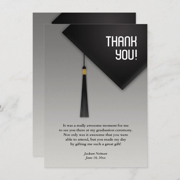 Thank You Graduation Black Hat Flat Card