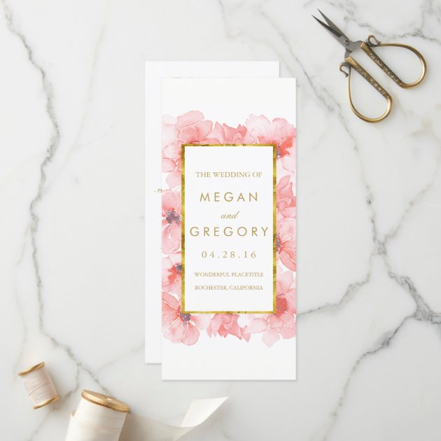 Gold Frame Blush Floral Wedding Programs