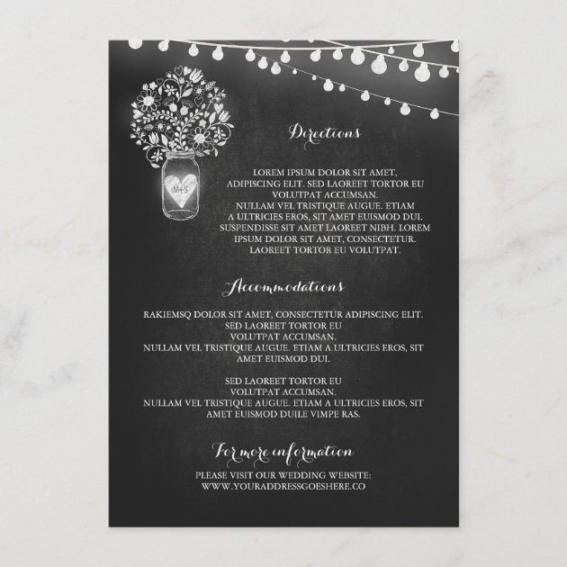 Chalkboard Mason Jar Wedding Details Card