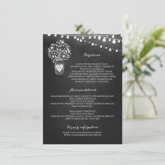 Chalkboard Mason Jar Wedding Details Card