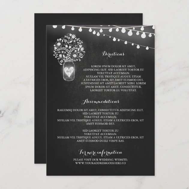 Chalkboard Mason Jar Wedding Details Card