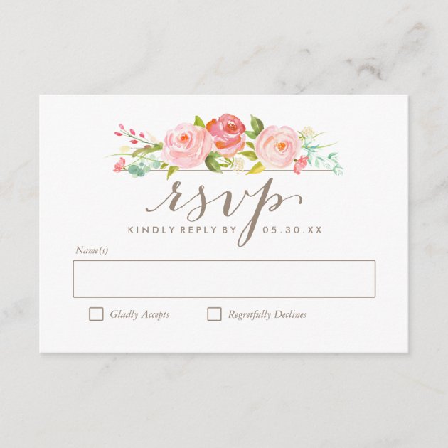 Rose Garden Floral Wedding RSVP Card