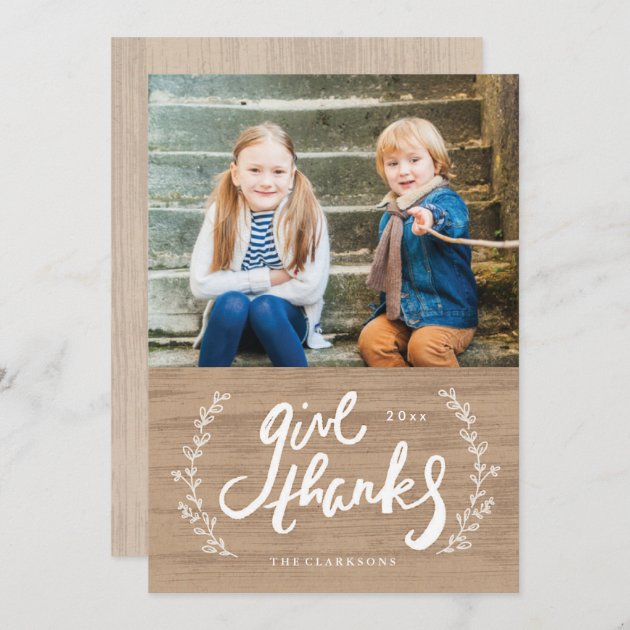 Rustic Typography Thanksgiving Photo Card