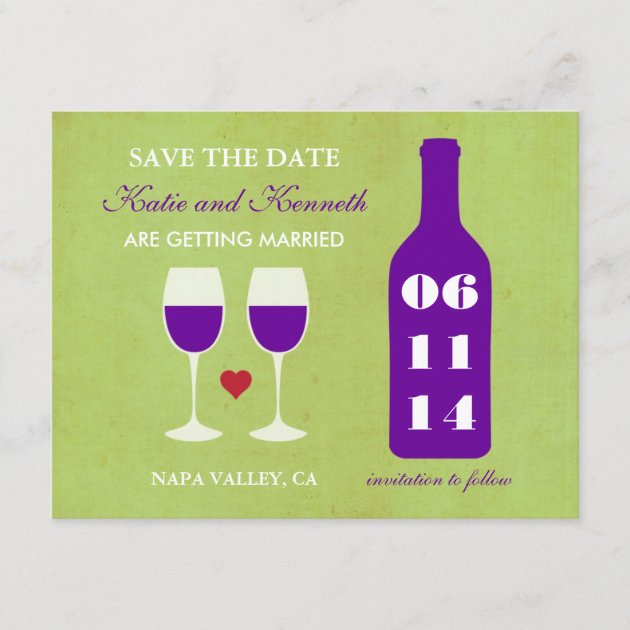 Wine Theme Save the Date Card (front side)