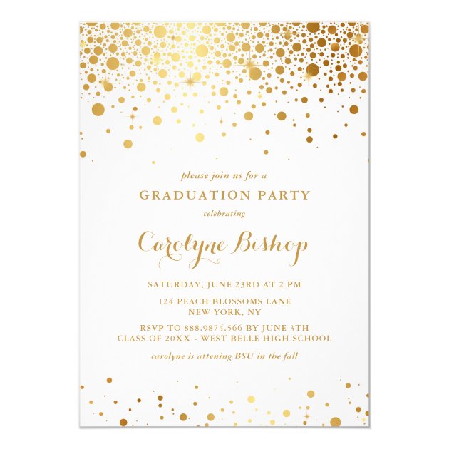Faux Gold Confetti Graduation Party Invitation