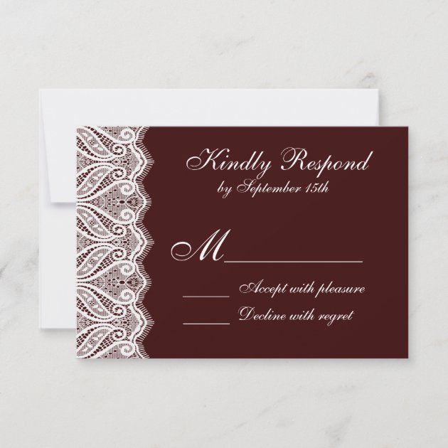 Rustic Country Vintage Lace Red Wedding RSVP Cards