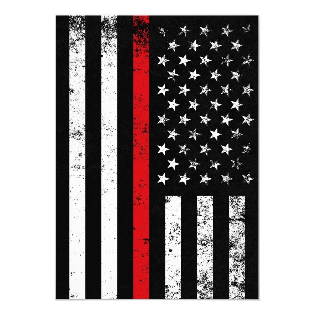 Firefighter Style American Flag Party Invite