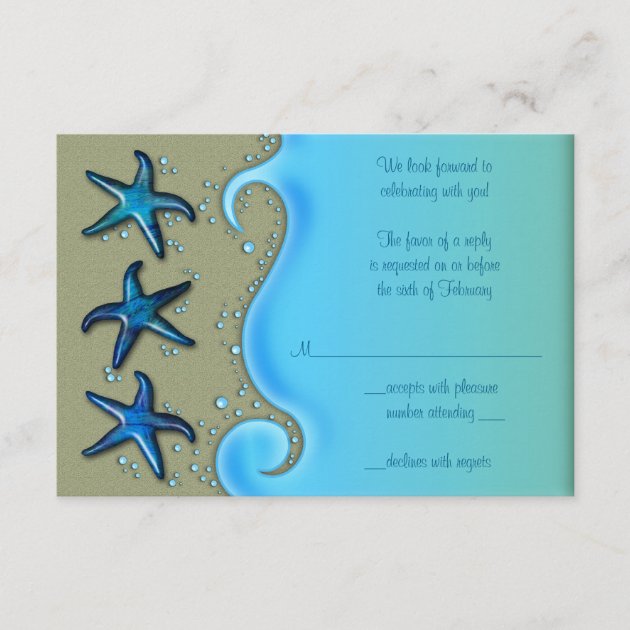 Paua Shell Starfish Wedding Reply RSVP Card
