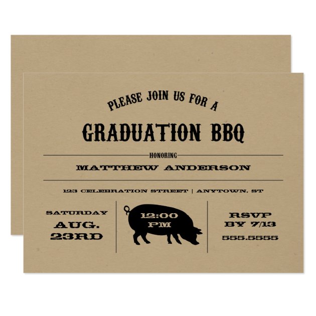 Vintage Graduation BBQ Invitation